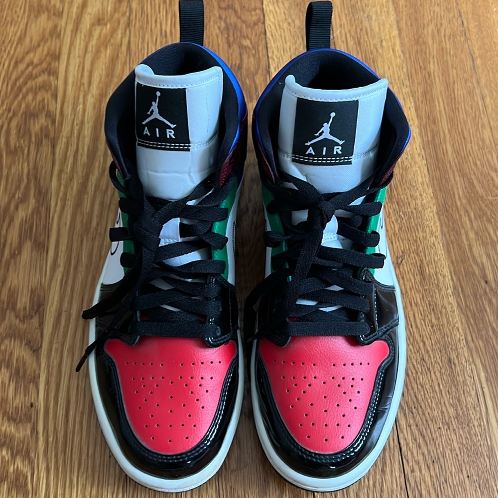 Nike Jordan 1 Mid, 8.5W “SW Black White Multi Color”